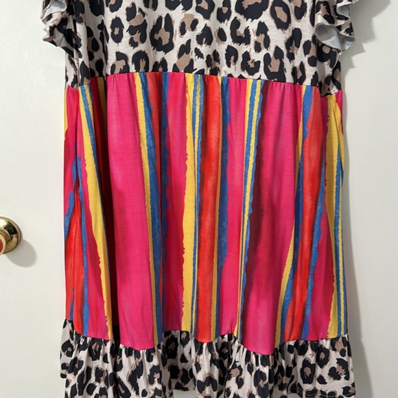 Southern Stitch XXL cheetah and colorful stripe with pockets - Picture 3 of 12